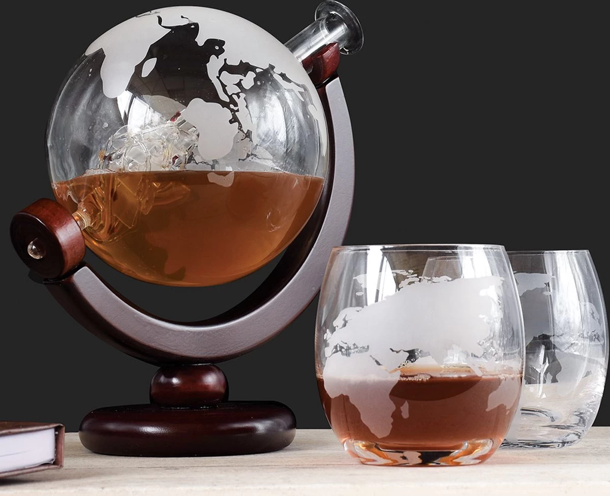 Décanteur Wiskey - Globe - Monde Du Glas Avec Ensemble De Verres - Ingenious Gifting 4 Décanteur Wiskey - Globe - Monde Du Glas Avec Ensemble De Verres - Ingenious Gifting – Image 2