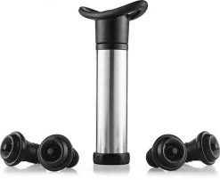Pompe à Vide DG Design Vin - Économiseur De Vin - Stocker Le Vin - Comprend 4 Bouchons - Bouchon De Vin - Bouchon De Bouteille - Bouchon De Bouteille De Vin - Bouchon De Bouteille - Ne Fuit Pas - Acier Inoxydable