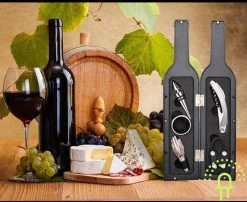 Ensemble D'accessoires Pour Le Vin De Luxe Lilaled Pour Les Gourmets Dans Un Emballage Cadeau De Luxe . Avec Couteau De Serveur, Coupe-papier, Bouchon De Luxe , Entonnoir Verseur, Anneau De Bouteille (récupérateur De Gouttes De Vin),