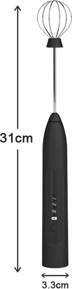 Mousseur à Lait INTER-CAFFÈ® - Mousseur à Lait électrique - Mousseur à Lait Manuel - Mousseur à Lait électrique - Rechargeable Avec Câble De Charge USB - Zwart - Garantie 1 An -Dégustation Délicate 301x1200