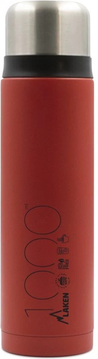Bouteille Thermos Laken En Acier Inoxydable Rouge 1.0L Avec Tasse à Boire, Bouteille En Acier Inoxydable à Double Paroi 3 Bouteille Thermos Laken En Acier Inoxydable Rouge 1.0L Avec Tasse à Boire, Bouteille En Acier Inoxydable à Double Paroi