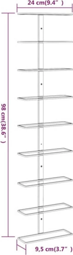 VidaXL -bouteilles Range-bouteilles Pcs Fixation Murale Pour 9 Bouteilles Fer Blanc -Dégustation Délicate 345x1200