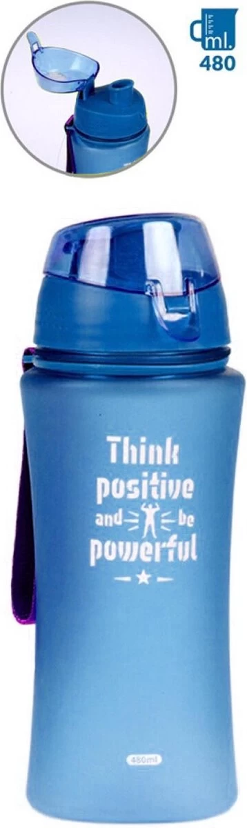 Concord Bouteille D'eau De Sport Bouteille D'eau / Bouteille D'eau Think Positive Impression Bleue 480 Ml En Plastique 6 Concord Bouteille D'eau De Sport Bouteille D'eau / Bouteille D'eau Think Positive Impression Bleue 480 Ml En Plastique – Image 4