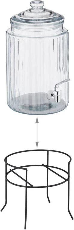 Ensemble Robinet Limonade Relaxdays - 4 Verres à Boire Avec Couvercle - Distributeur De Boissons Avec Robinet - 6 L -Dégustation Délicate 385x1200 1