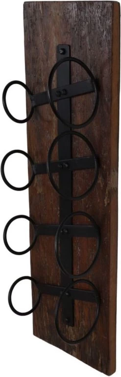 Casier à Vin 4 Bouteilles - 20x14x65 - Marron/noir - Vieux Bois/métal -Dégustation Délicate 388x1200