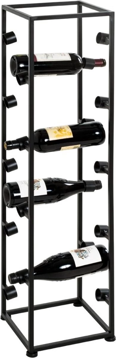 HakuShop Wine Rack - Porte-bouteilles De Vin Pour 18 Bouteilles - Porte-bouteilles En Acier Zwart - Porte-bouteilles Pratique - 26 X 26 X 104 Cm 3 HakuShop Wine Rack - Porte-bouteilles De Vin Pour 18 Bouteilles - Porte-bouteilles En Acier Zwart - Porte-bouteilles Pratique - 26 X 26 X 104 Cm