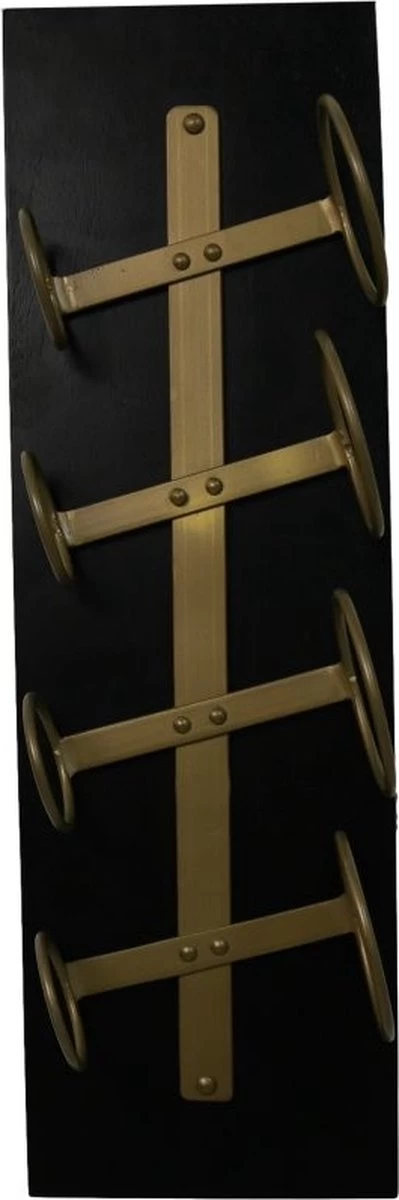 Casier à Vin Suspendu 4 Bouteilles - 20x13x65 - Zwart/ Or - Bois De Manguier / Métal 6 Casier à Vin Suspendu 4 Bouteilles - 20x13x65 - Zwart/ Or - Bois De Manguier / Métal – Image 4