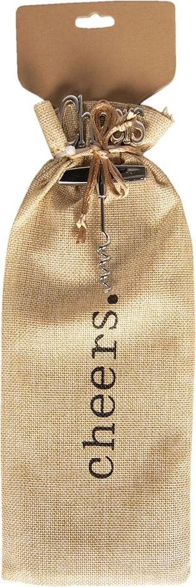 Tire-bouchon Avec Sac à Vin | 11 * 3 * 37 Cm | Couleur Argent | Zinc | Rectangulaire | Sac De Jute | Clayre & Eef | 64350 4 Tire-bouchon Avec Sac à Vin | 11 * 3 * 37 Cm | Couleur Argent | Zinc | Rectangulaire | Sac De Jute | Clayre & Eef | 64350 – Image 2