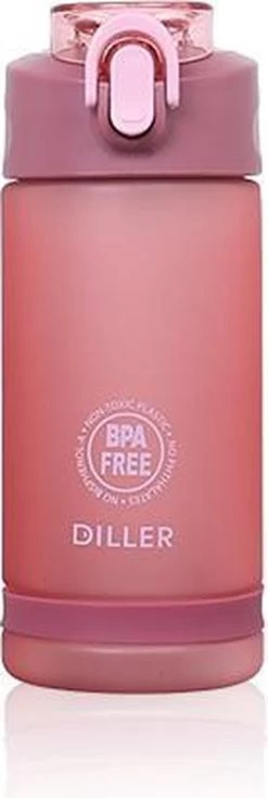 Bouteille D'eau Diller Avec Paille - Bouteille - Système De Fermeture Pratique - 550 Ml - Rose - Sans Tritan Et Sans BPA
