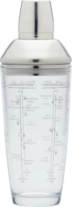 Barcraft Shaker à Cocktail Boston 700 Ml Glas/ Acier Inoxydable Argent