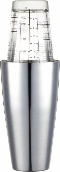 Barcraft Shaker à Cocktail Boston 400 Ml Acier Inoxydable/Verre Argent