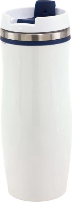 Tasse Chauffante En Acier Inoxydable / Tasse Hiver Blanc / Bleu 400 Ml - Tasse Isolante / Tasses Thermos - Double Paroi