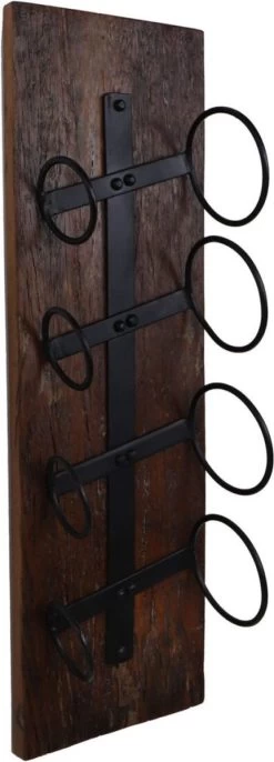 Casier à Vin 4 Bouteilles - 20x14x65 - Marron/noir - Vieux Bois/métal -Dégustation Délicate 432x1200 1