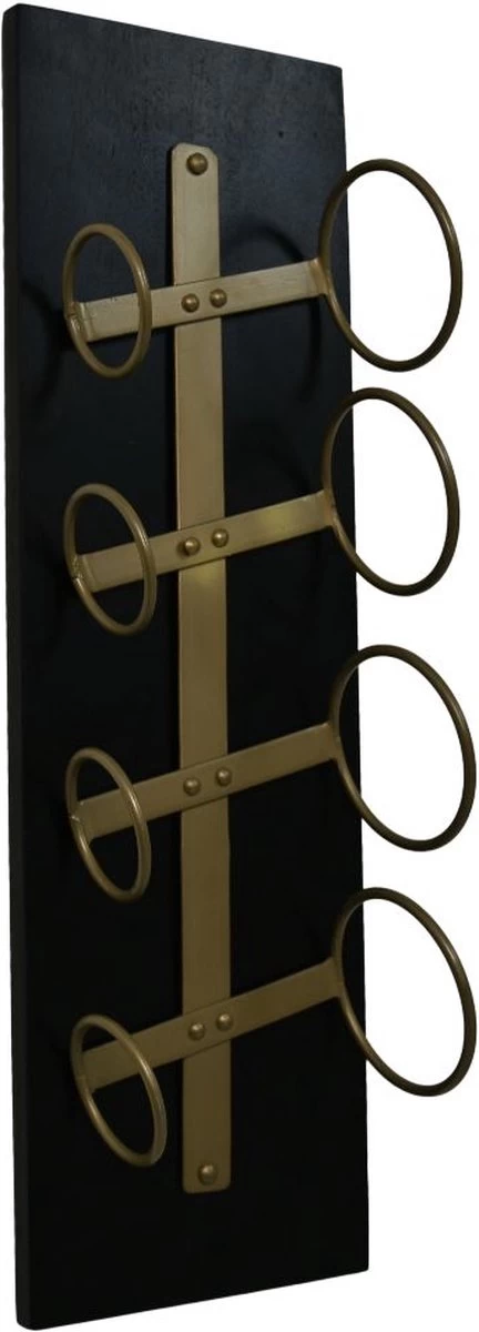 Casier à Vin Suspendu 4 Bouteilles - 20x13x65 - Zwart/ Or - Bois De Manguier / Métal 7 Casier à Vin Suspendu 4 Bouteilles - 20x13x65 - Zwart/ Or - Bois De Manguier / Métal – Image 5