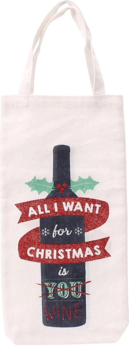 CGB Giftware Joy To The World Fourre-tout De Noël 'TOUT CE QUE JE VEUX POUR NOËL' Sac De Bouteille De Vin 4 CGB Giftware Joy To The World Fourre-tout De Noël 'TOUT CE QUE JE VEUX POUR NOËL' Sac De Bouteille De Vin – Image 2
