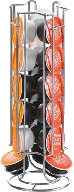 QUVIO Porte-capsules Pour Dolce Gusto - Porte-tasses Pour 18 Tasses De Dolce Gusto - Porte-capsules à Café - Chrome - Porte-café Et Support