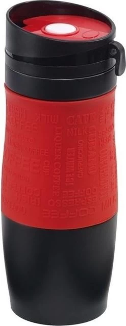5x Tasses Thermos / Tasses Chauffantes Rouge / Noir 380 Ml - Tasses Isothermes Pour Café / Thé à Double Paroi Avec Bouchon à Vis