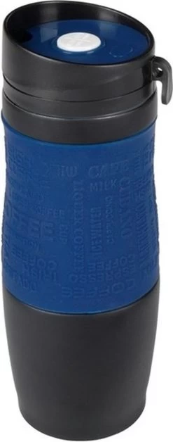 Tasse Thermos / Tasse Chauffante Bleu Foncé / Noir 380 Ml - Tasses Isothermes Pour Café / Thé à Double Paroi Avec Bouchon à Vis