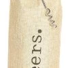 Tire-bouchon Avec Sac à Vin | 11 * 3 * 37 Cm | Couleur Argent | Zinc | Rectangulaire | Sac De Jute | Clayre & Eef | 64350