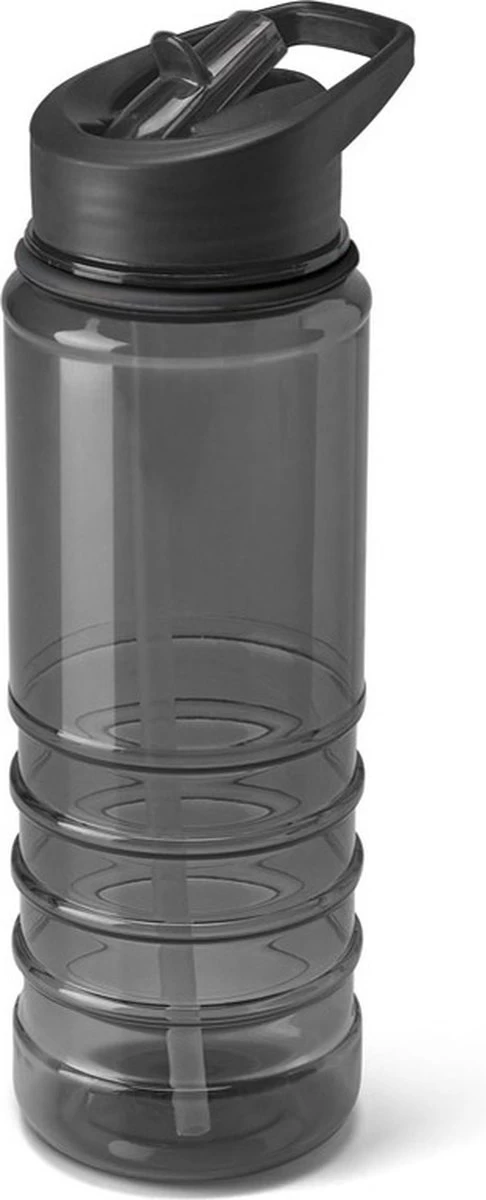 Bouteille D'eau / Gourde En Plastique 4x Pièces Noir Transparent Avec Paille 650 Ml - Bouteille De Sport - Bouteille D'eau 4 Bouteille D'eau / Gourde En Plastique 4x Pièces Noir Transparent Avec Paille 650 Ml - Bouteille De Sport - Bouteille D'eau – Image 2