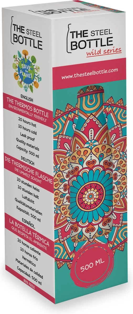 The Steel Bottle Art Series, 500 Ml, Bouteille D'eau, Gourde, Bouteille D'eau, Vélo, École, Fitness, Marche, Yoga, Sports, Multicolore, Acier Inoxydable, Mantra 5 The Steel Bottle Art Series, 500 Ml, Bouteille D'eau, Gourde, Bouteille D'eau, Vélo, École, Fitness, Marche, Yoga, Sports, Multicolore, Acier Inoxydable, Mantra – Image 3