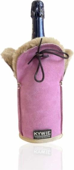 Kywie - Seau à Champagne En Peau De Mouton Texel 100% Naturelle - Couleur : Daim Rose