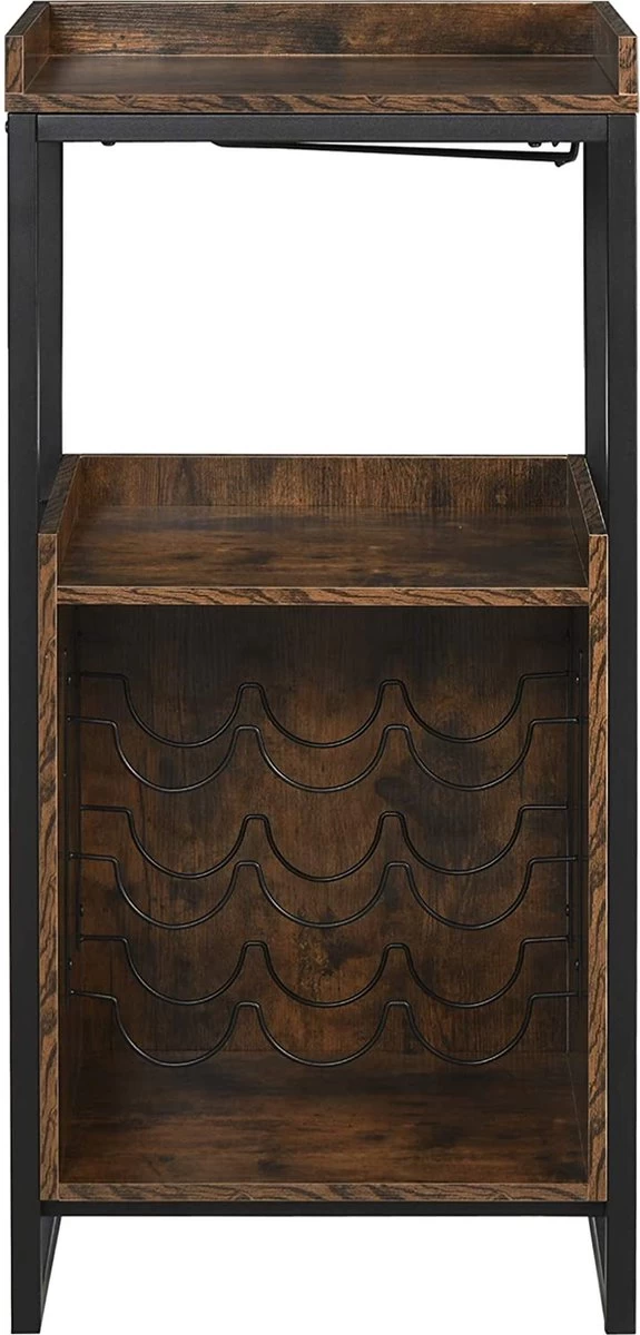 IN.HOMEXL Boxwel - Cave à Vin - Casier à Vin Métal - Bois - Armoire Industrielle - Pour 9 Bouteilles - 113 X 52 X 40 Cm Bois - Marron / Zwart 4 IN.HOMEXL Boxwel - Cave à Vin - Casier à Vin Métal - Bois - Armoire Industrielle - Pour 9 Bouteilles - 113 X 52 X 40 Cm Bois - Marron / Zwart – Image 2