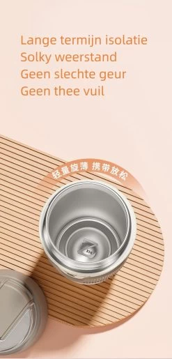 Floraweg Cup - Gobelet To GO - Anti-fuite Double Paroi, Acier Inoxydable 316, Tasse Thermos Tasse à Café - Café Et Thee - 400 Ml Zwart -Dégustation Délicate 576x1200