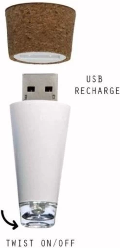 Bouchon De Vin Bouchon De Bouteille Bouchon De Vin Liège Lumière LED Blanche Rechargeable USB -Dégustation Délicate 582x1200