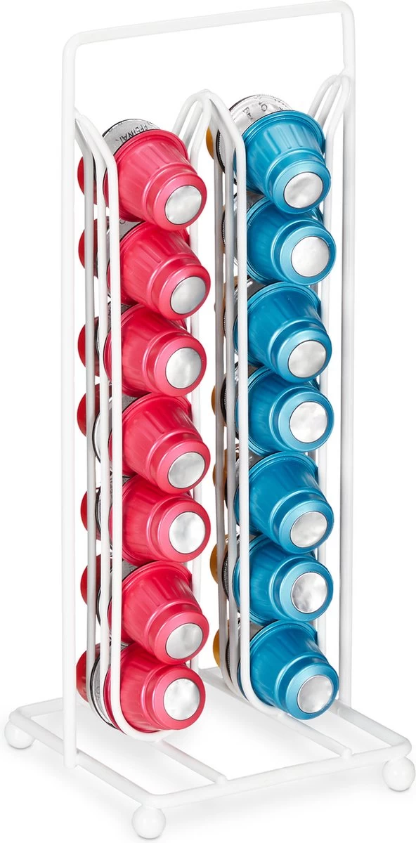 Porte-capsule Relaxdays Pour Nespresso - Porte-gobelet - Porte-gobelet à Café Pour 28 Tasses - Blanc 4 Porte-capsule Relaxdays Pour Nespresso - Porte-gobelet - Porte-gobelet à Café Pour 28 Tasses - Blanc – Image 2