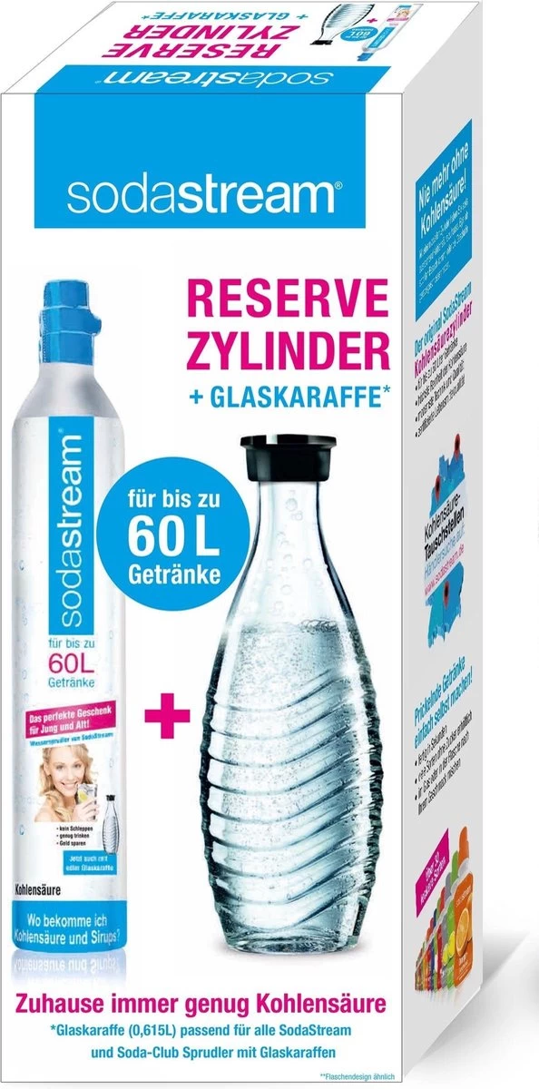 Bouteille à Gaz SodaStream Et Bouteille En Verre - Uniquement Pour Le Cristal Sodastream - 60 L + 0,6 L 3 Bouteille à Gaz SodaStream Et Bouteille En Verre - Uniquement Pour Le Cristal Sodastream - 60 L + 0,6 L