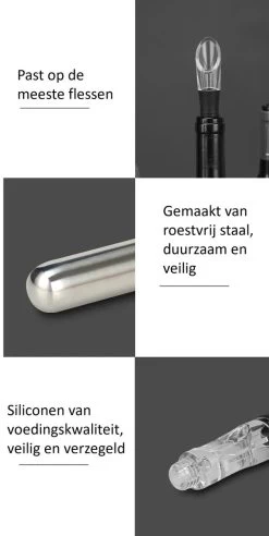 Staza - Bâton De Refroidisseur De Vin - Tige De Refroidisseur De Vin - Refroidisseur De Bouteille De Vin - Verseur De Vin - Bec Verseur - Acier Inoxydable - Convient à Toute Bouteille De Vin -Dégustation Délicate 603x1200 1