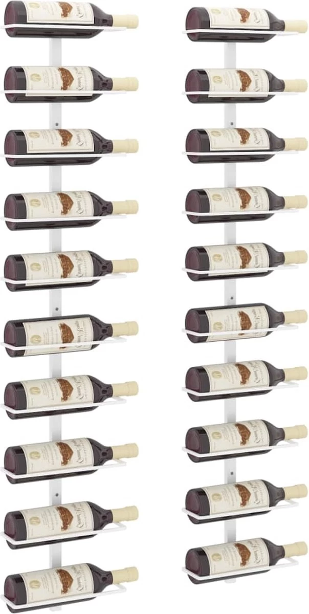 Range-bouteilles Casiers à Vin 2 Pcs Pour 10 Bouteilles Montage Mural Métal Blanc 5 Range-bouteilles Casiers à Vin 2 Pcs Pour 10 Bouteilles Montage Mural Métal Blanc – Image 3