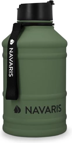 Gourde En Acier Inoxydable Navaris - 2L - Gourde Extra Large En Acier Inoxydable Avec Bouchon - Idéal Pendant Le Sport