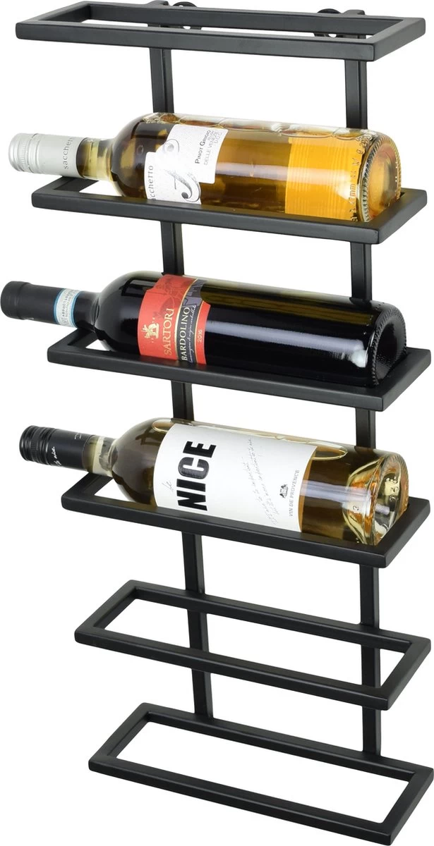 LOFT42 Pinot Casier à Vin Mural Pour 6 Bouteilles - Métal - Zwart - 62x27x10 Cm 4 LOFT42 Pinot Casier à Vin Mural Pour 6 Bouteilles - Métal - Zwart - 62x27x10 Cm – Image 2