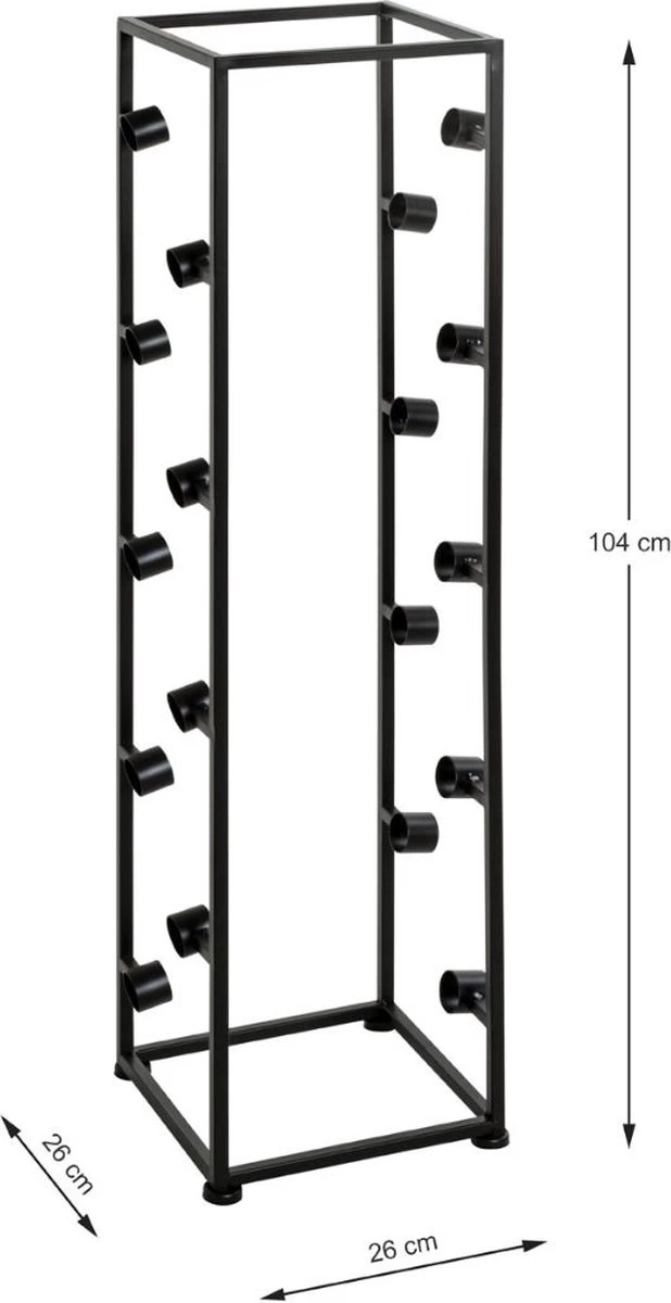 HakuShop Wine Rack - Porte-bouteilles De Vin Pour 18 Bouteilles - Porte-bouteilles En Acier Zwart - Porte-bouteilles Pratique - 26 X 26 X 104 Cm 6 HakuShop Wine Rack - Porte-bouteilles De Vin Pour 18 Bouteilles - Porte-bouteilles En Acier Zwart - Porte-bouteilles Pratique - 26 X 26 X 104 Cm – Image 4