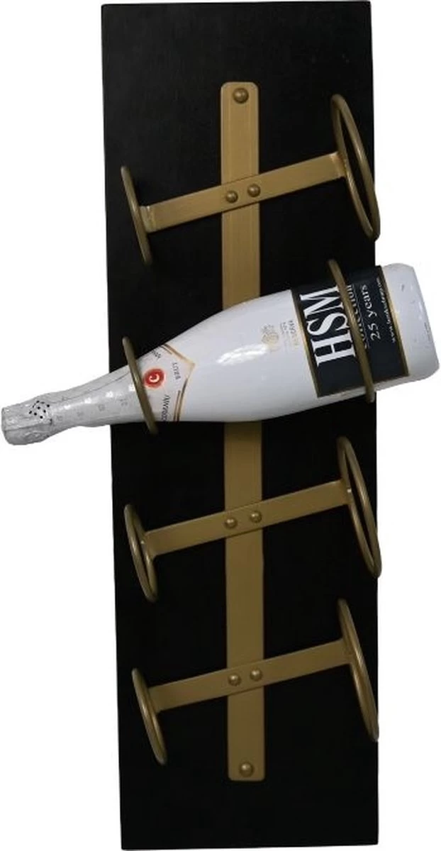 Casier à Vin Suspendu 4 Bouteilles - 20x13x65 - Zwart/ Or - Bois De Manguier / Métal 5 Casier à Vin Suspendu 4 Bouteilles - 20x13x65 - Zwart/ Or - Bois De Manguier / Métal – Image 3