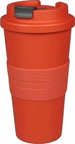 ZUPERZOZIAL - C-PLA, Tasse De Voyage, Tasse à Café, Tasse à Café à Emporter, TIME-OUT MUG Large, Rouge Terra, Rouge, 480ml