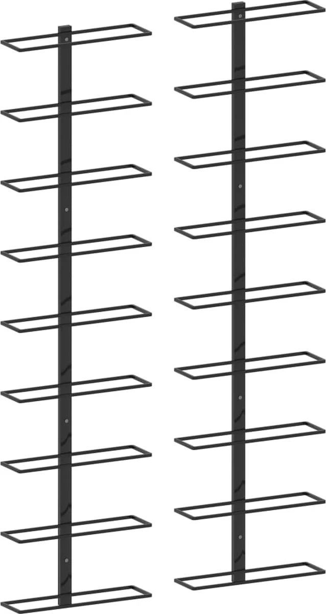 Range-bouteilles Premium - Casiers à Vin Muraux Pour 18 Bouteilles 2 Pcs Fer Noir 3 Range-bouteilles Premium - Casiers à Vin Muraux Pour 18 Bouteilles 2 Pcs Fer Noir