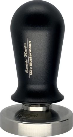 Expresso écarlate | Pilon Calibré "Perfetto" Pour Barista - Avec Gravure Laser Du Nom Personnel Dans La Poignée. Noir 58 Mm