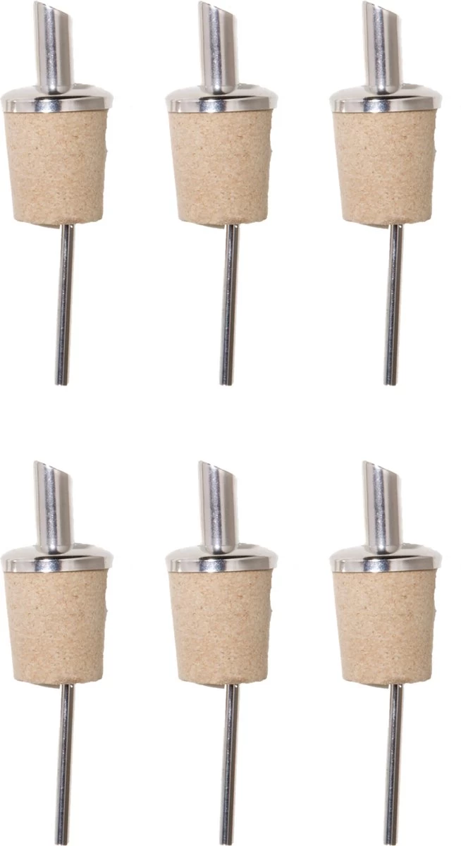 Verseur En Liège Naturel Bar Professional Avec Verseur Court Plastique Neutre-acier Inoxydable Argent 6 Pc (s) 4 Verseur En Liège Naturel Bar Professional Avec Verseur Court Plastique Neutre-acier Inoxydable Argent 6 Pc (s) – Image 2