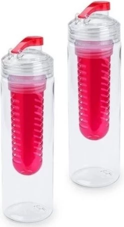 2x Gourde / Gourde Avec Filtre à Fruits Rouge 700 Ml - Infuseur De Fruits - Bouteilles D'eau Aux Fruits Transparent / Bleu
