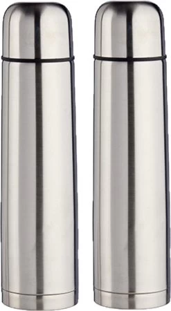 2x Pièces De Thermos En Acier Inoxydable/flacons Isolants 1 Litre - Thermos/pichets Chauffants - Prenez Du Café/thé Et Gardez Au Chaud