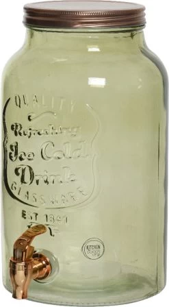 Decoris Distributeur De Boissons / Robinet à Limonade - Verre - 6L - Vert Clair