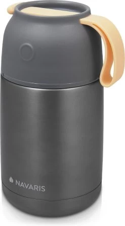 Navaris Thermos Inox 650ml - Gobelet Alimentaire Nomade - Gobelet Chauffant Pour Aliments Chauds Et Froids - Isotherme Et étanche - Gris Foncé -Dégustation Délicate 661x1200 4