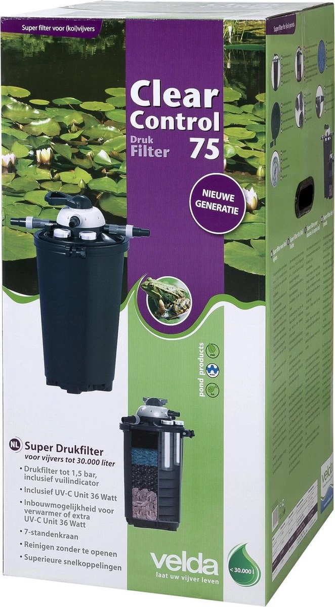 Velda Clear Control 75 + Filtre à Pression UV-C Avec Robinet 7 Positions + Unité UV-C 36 W. 4 Velda Clear Control 75 + Filtre à Pression UV-C Avec Robinet 7 Positions + Unité UV-C 36 W. – Image 2