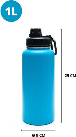 Bouteille Thermos - Blue Aqua - 1 Litre - Bouchon Extra Avec Paille Et Bec Verseur - Bouteille D'eau Avec Paille - Bouteille Isotherme - Sans BPA - Étanche -Dégustation Délicate 670x1200 2