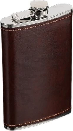 Borvat® | Flacon De Hanche | ACIER INOXYDABLE | 200 Ml | Gourde | Bouteille | Flatfinch | Bouteille De Poche | Flacon De Poche | Bouteille De Boisson | Flacon De Hanche | Marron Foncé