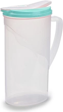 Pichet à Eau/pichet à Jus Transparent/bleu Avec Couvercle 1,8 Litre En Plastique - Pichet étroit Qui Tient Dans La Porte Du Réfrigérateur