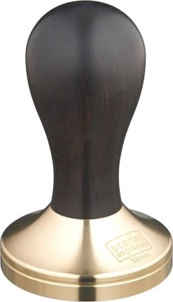 Expresso écarlate | Tamper "Classic Deluxe" Pour Barista; Avec Poignée Ergonomique En Bois Précieux Et Base Précise En Laiton. Noir ébène 58 Mm